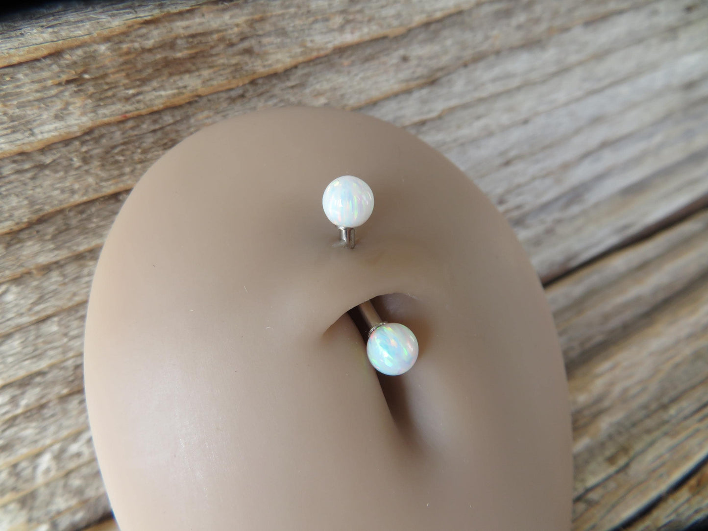 Lavender Fire Opal Stone Surgical Steel or Solid Titanium Custom Length Floating Belly Ring Curve VCH Piercing 14G (1.6mm) Curved Barbell