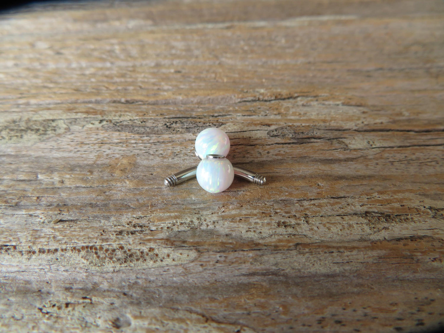 Lavender Fire Opal Stone Surgical Steel or Solid Titanium Custom Length Floating Belly Ring Curve VCH Piercing 14G (1.6mm) Curved Barbell