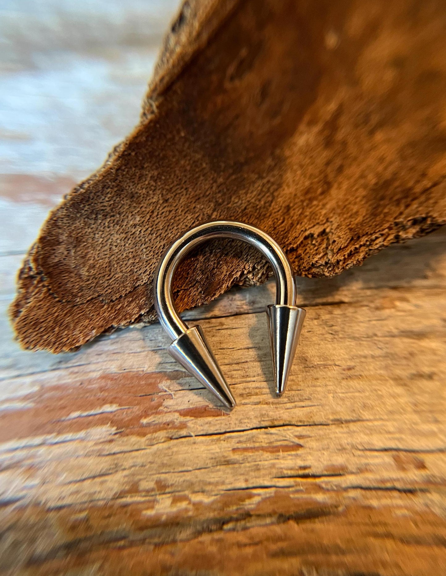 Petite Diameter THICK Gauge 12G (2.0mm) or 10G (2.5mm) Solid 316L Surgical Steel Horseshoe Spiked Septum Ring 3/8" 10mm Piercing Long Spikes