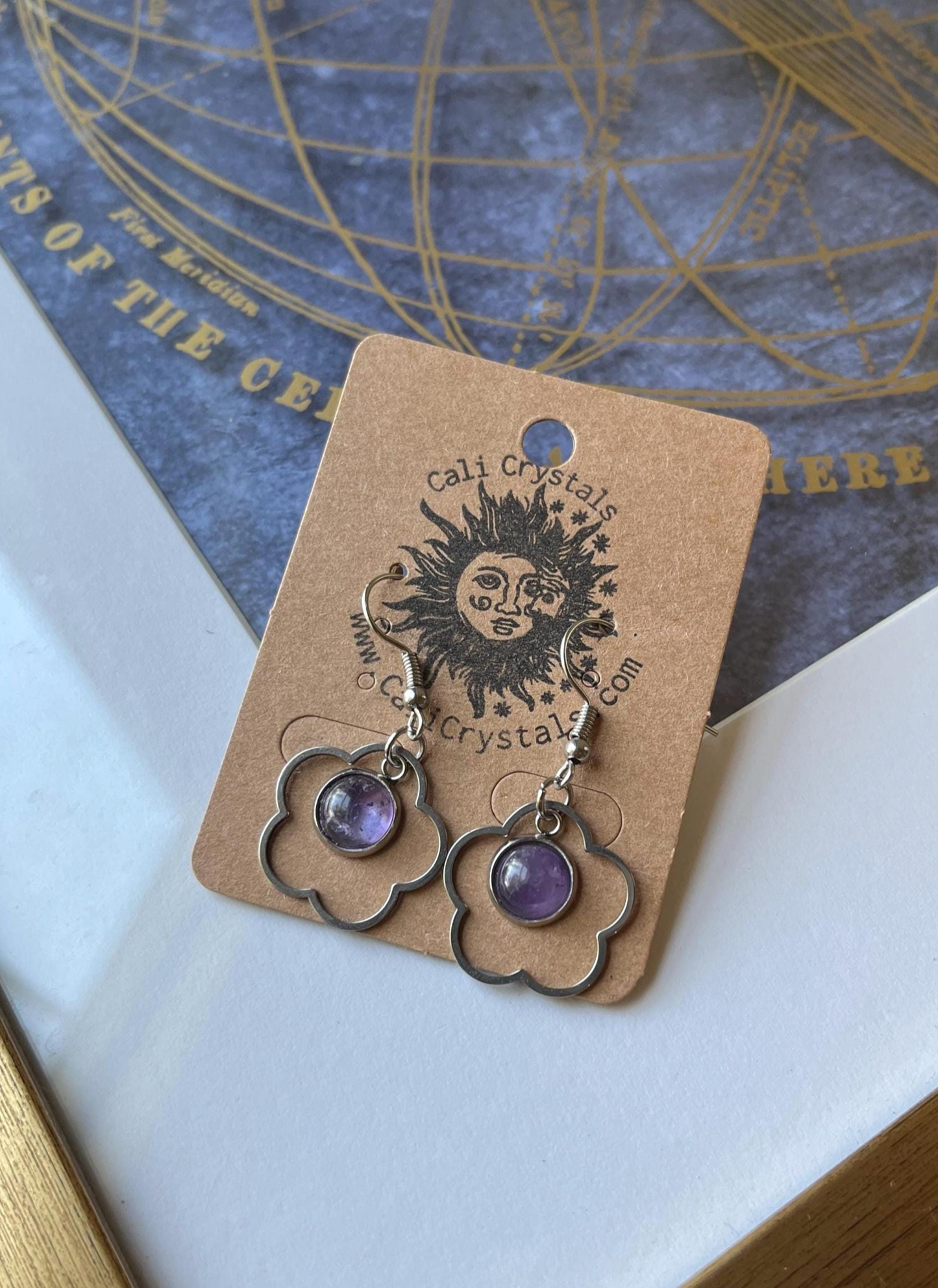 Amethyst Natural Stone 90's Vibes Flower Earrings