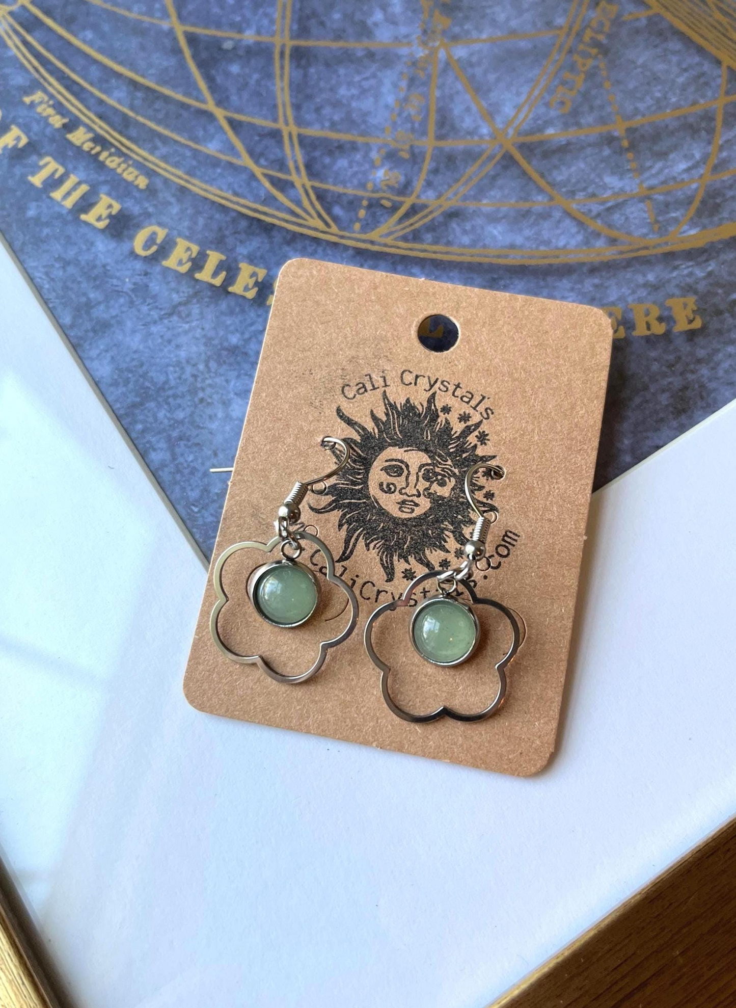 Green Aventurine Natural Stone 90's Vibes Flower Earrings