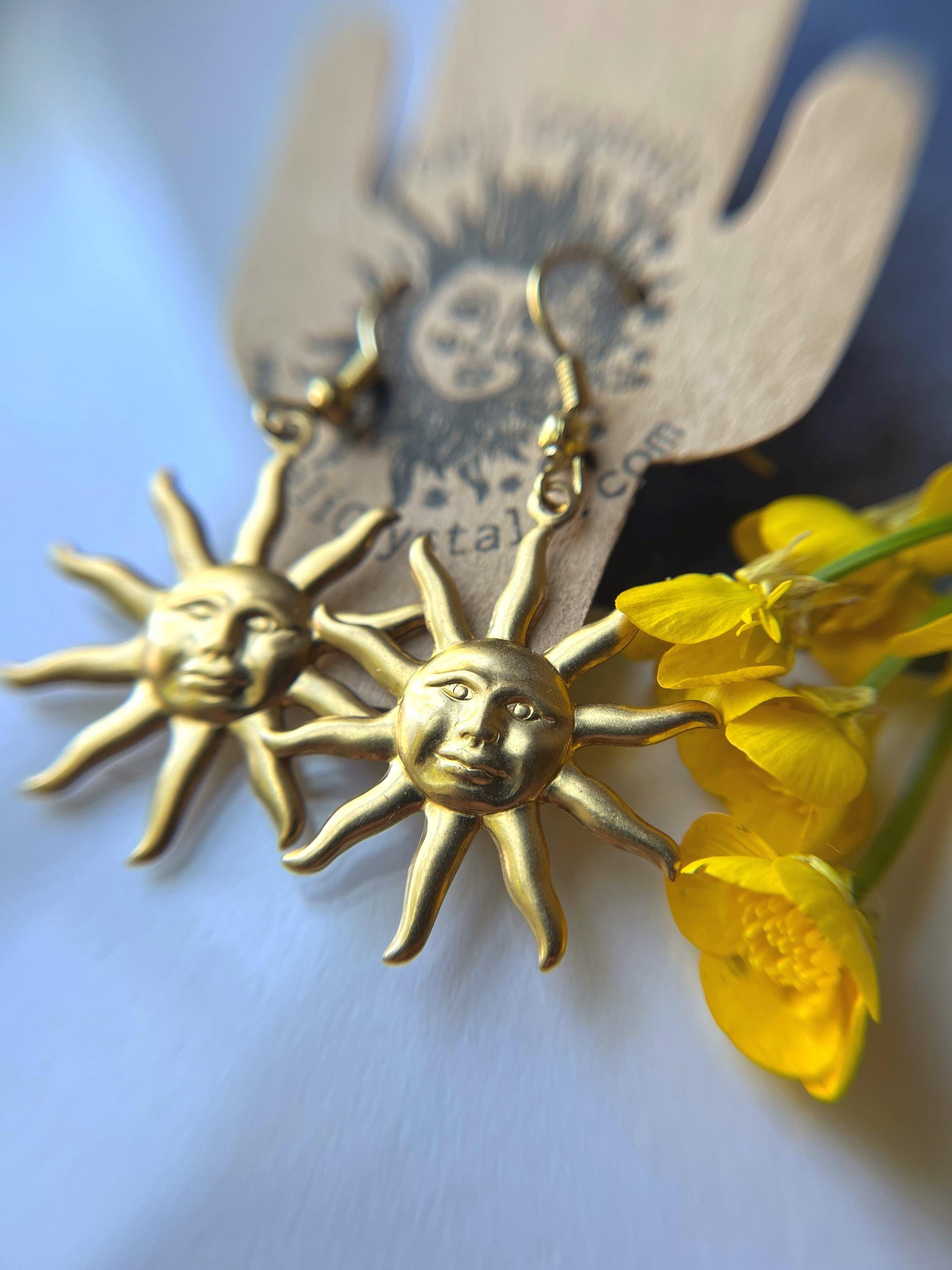 Boho Sun Gold Tone Earrings