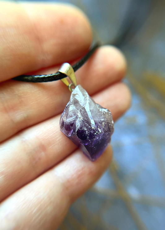 Raw Amethyst Natural Stone Pendant Necklace