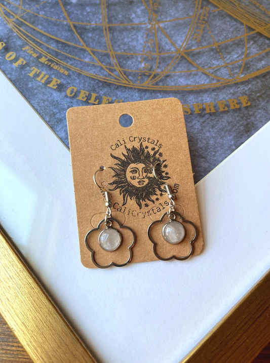 Rose Quartz Natural Stone 90's Vibes Flower Earrings