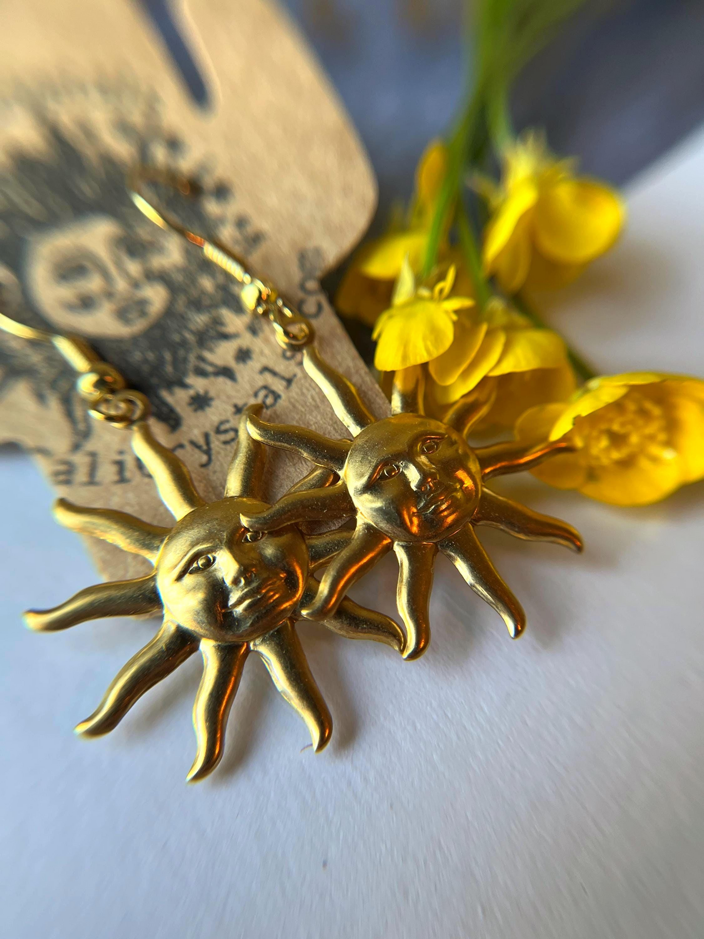 Boho Sun Gold Tone Earrings