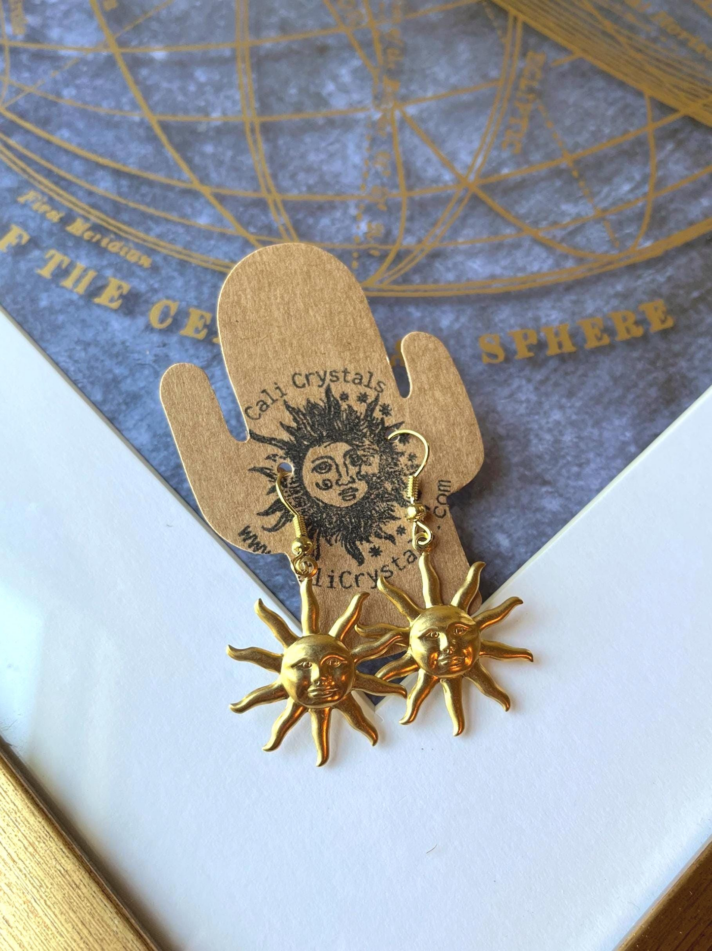 Boho Sun Gold Tone Earrings