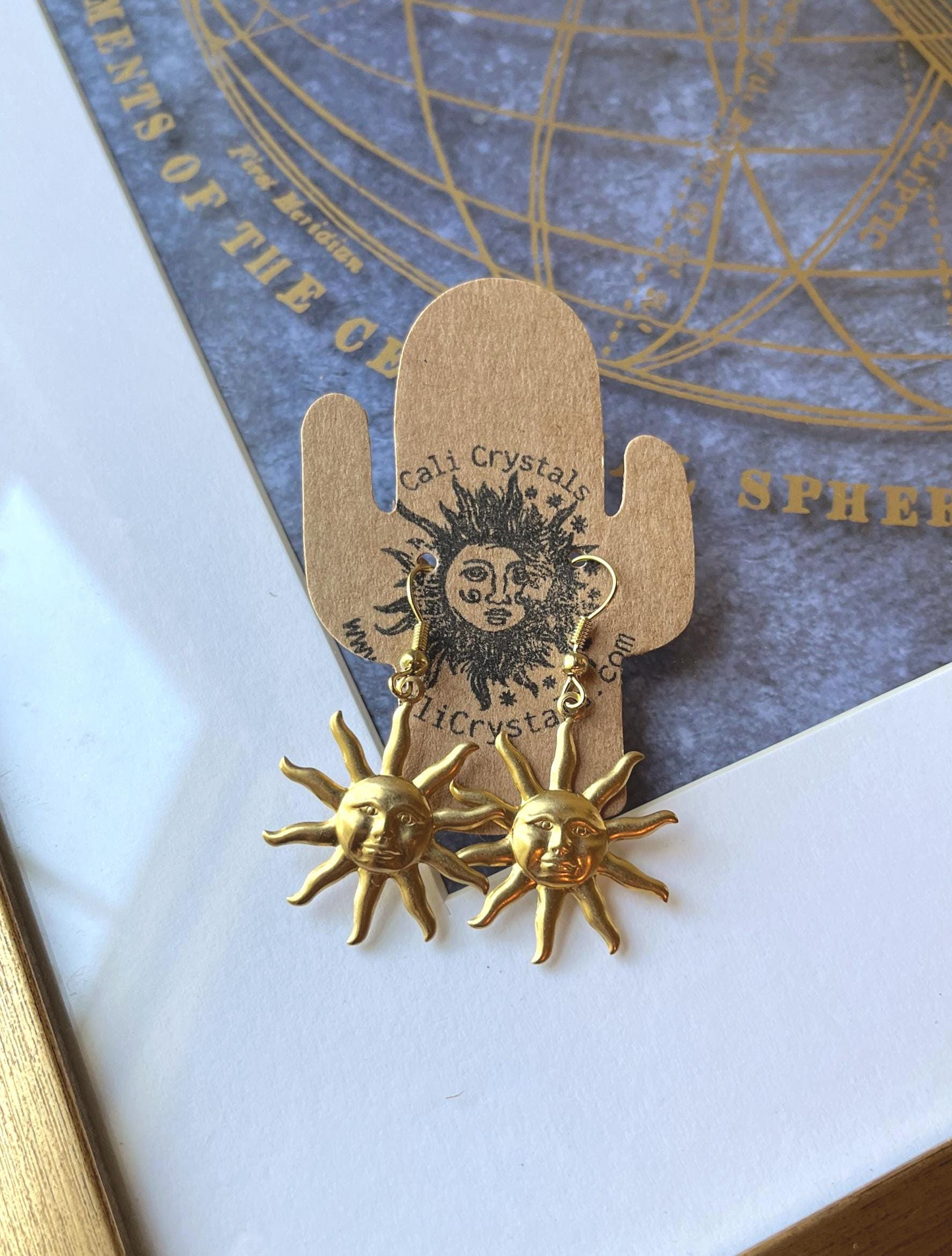 Boho Sun Gold Tone Earrings