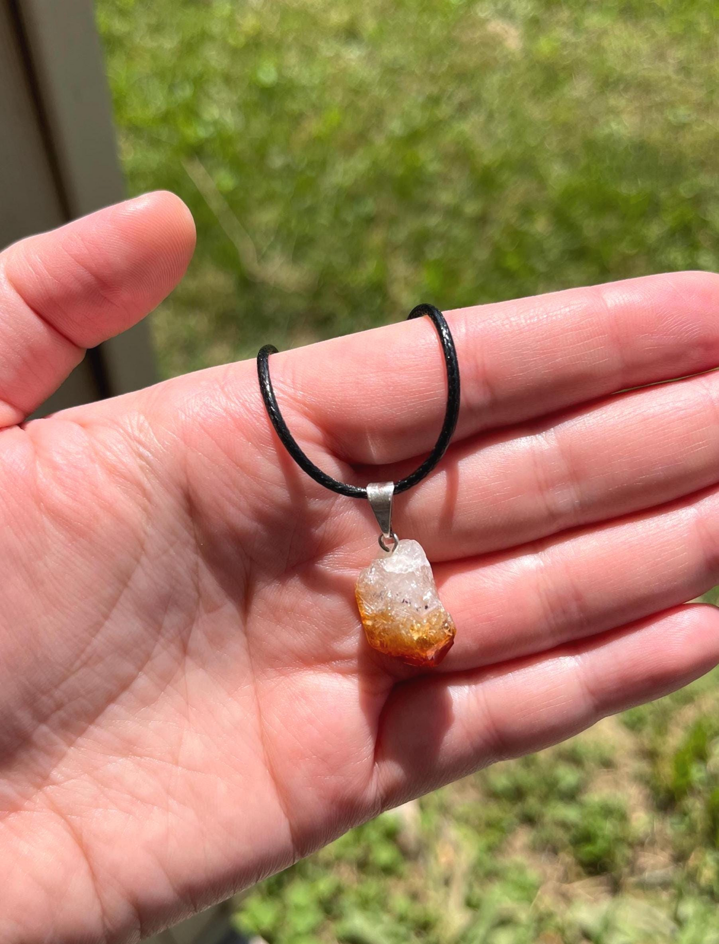 Raw Citrine Natural Stone Pendant Necklace