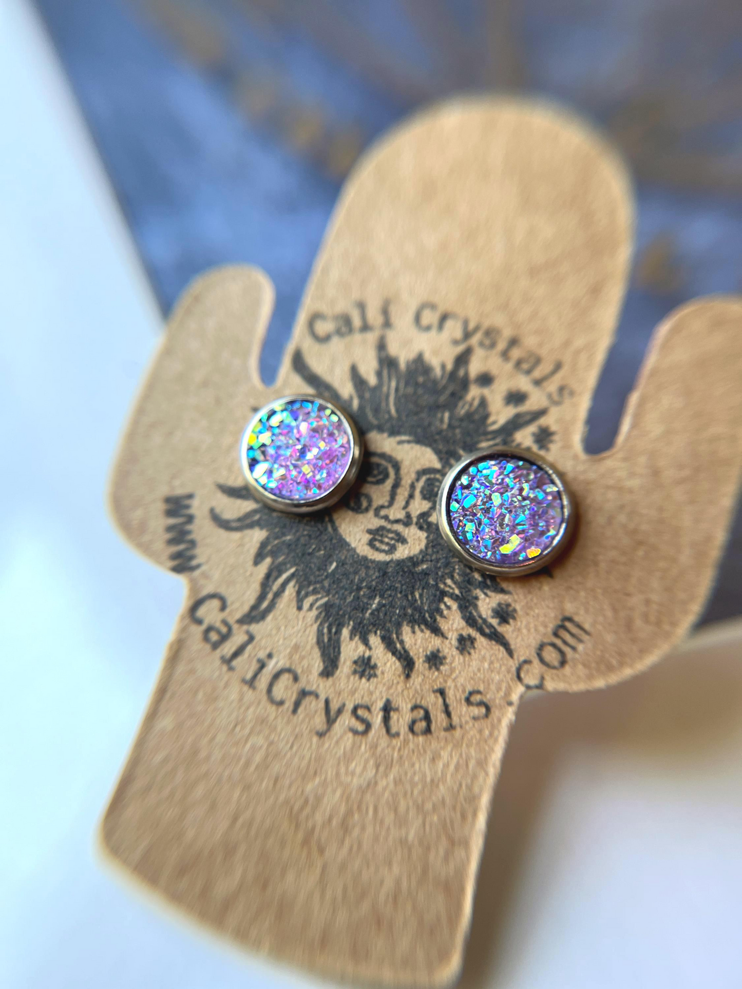 Faux Crystal Druzy Stud Earrings
