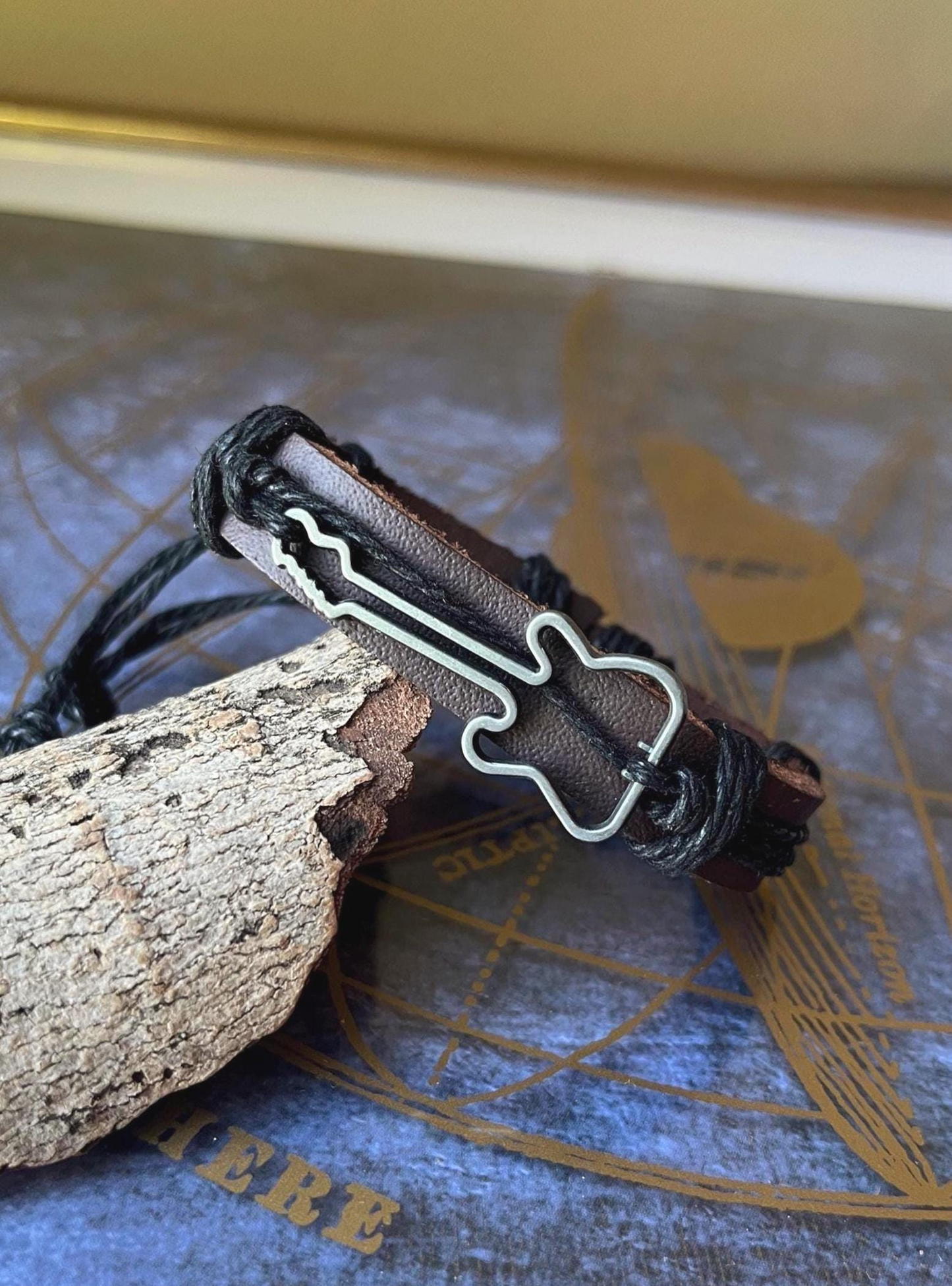 Guitar Adjustable Leather Bracelet