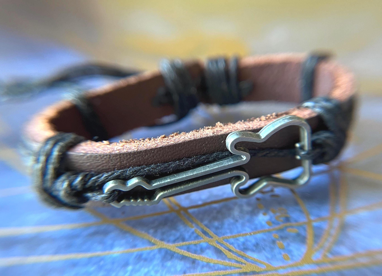 Guitar Adjustable Leather Bracelet