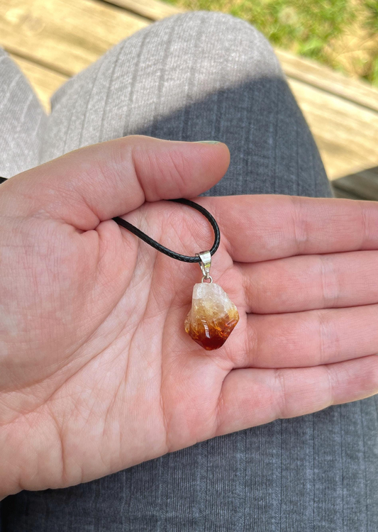 Raw Citrine Natural Stone Pendant Necklace