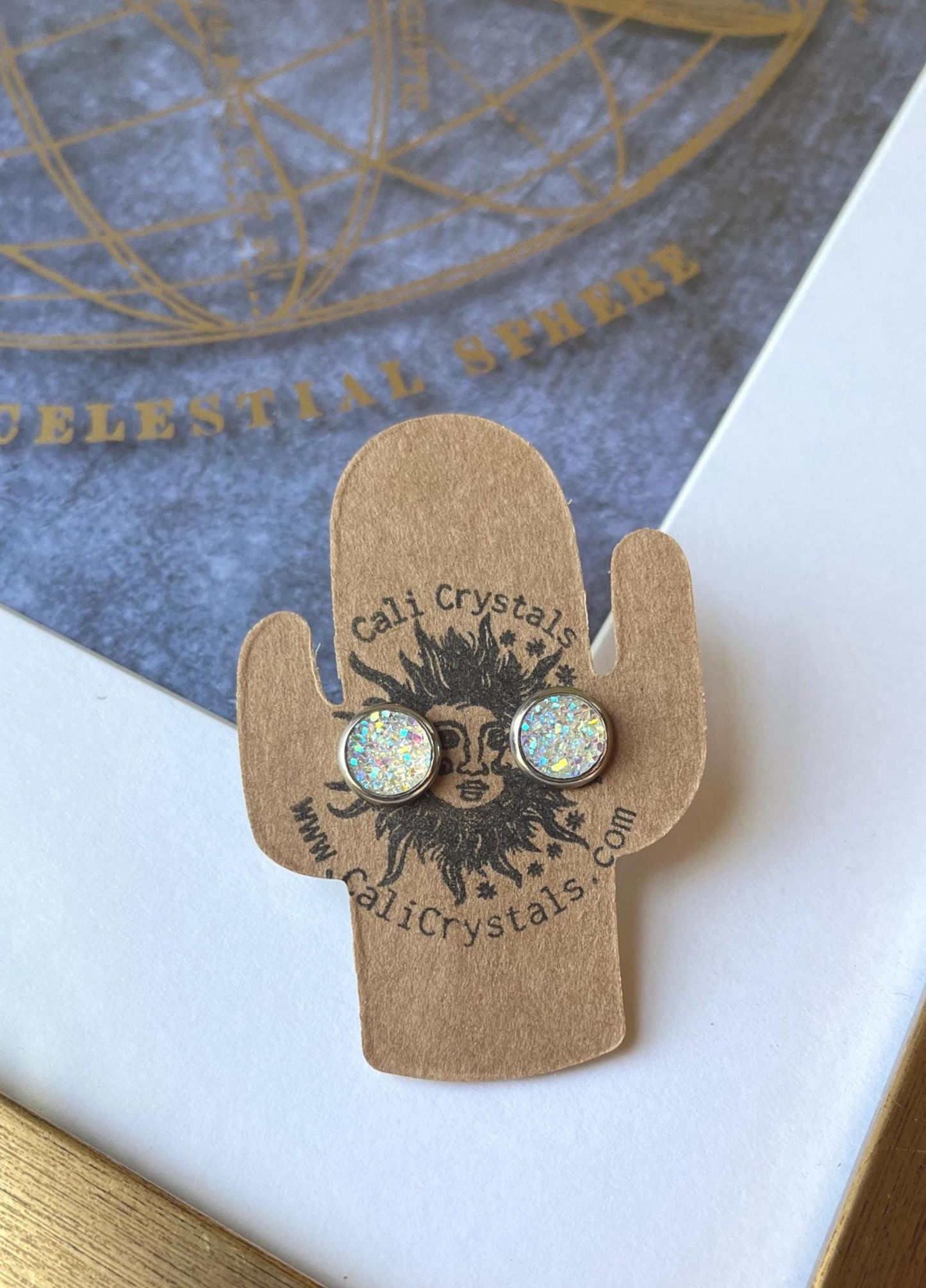 Faux Crystal Druzy Stud Earrings