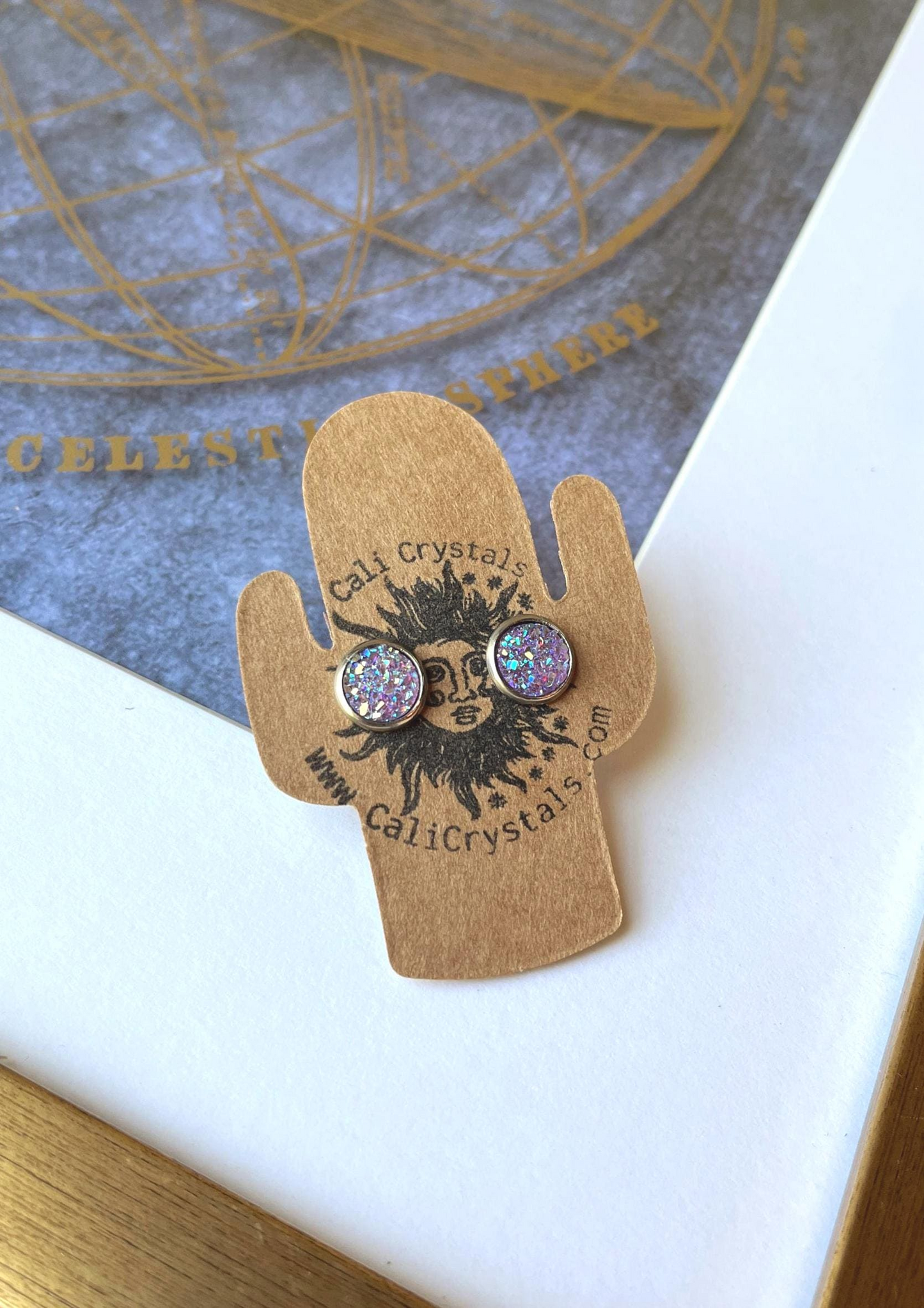Faux Crystal Druzy Stud Earrings