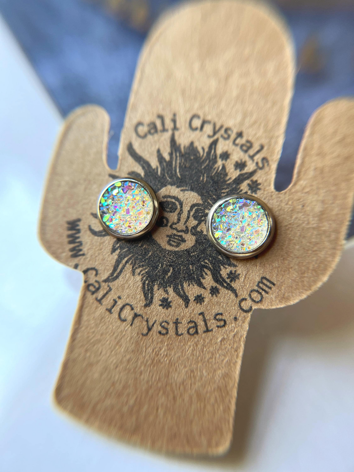 Faux Crystal Druzy Stud Earrings