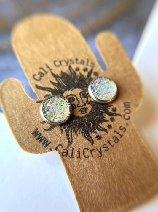 Faux Crystal Druzy Stud Earrings