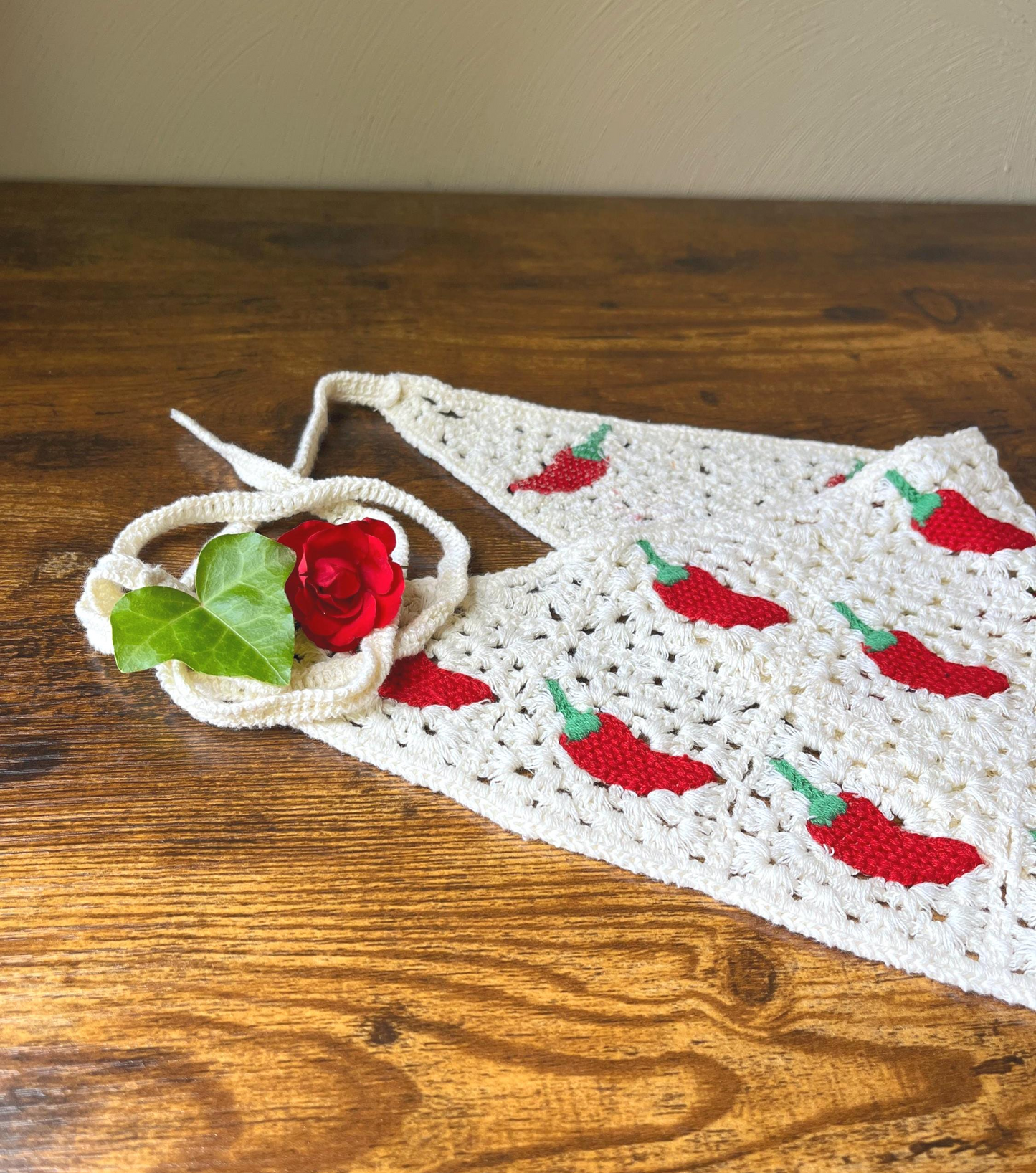 Red Chili Pepper Crochet Hair Bandana