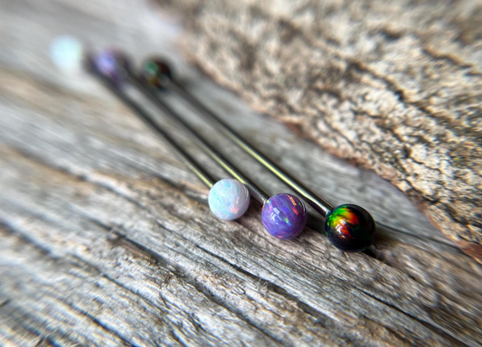 Fire Opal Internally Threaded 316L Surgical Steel Industrial Piercing Barbell