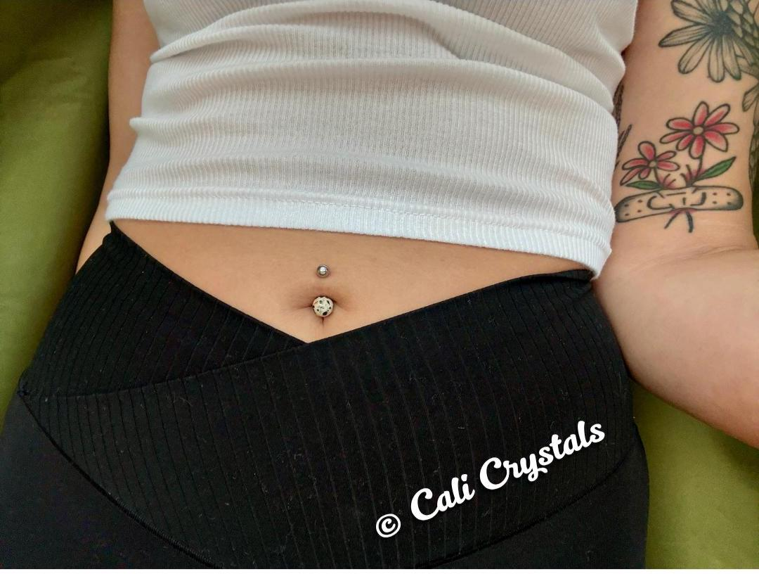 SALE! Dalmatian Jasper Natural Stone 14G Curved Barbell