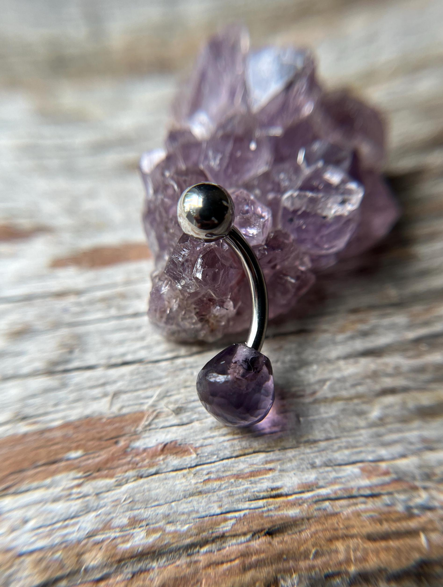 Onion Cut Hydro Quartz Amethyst Gold, Black or Steel Belly or VCH Barbell