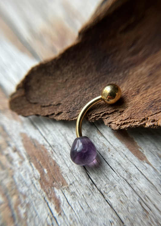 Onion Cut Hydro Quartz Amethyst Gold, Black or Steel Belly or VCH Barbell