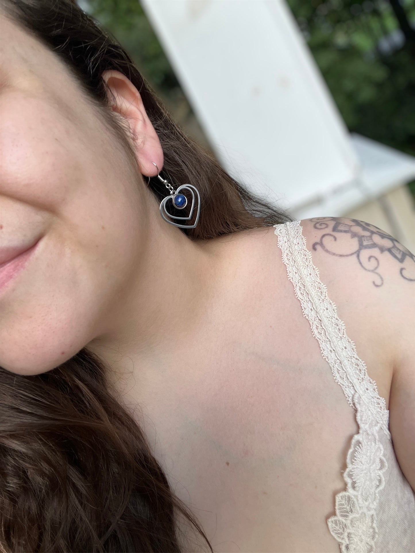 Lapis Lazuli Natural Stone Y2K Style Heart Earrings