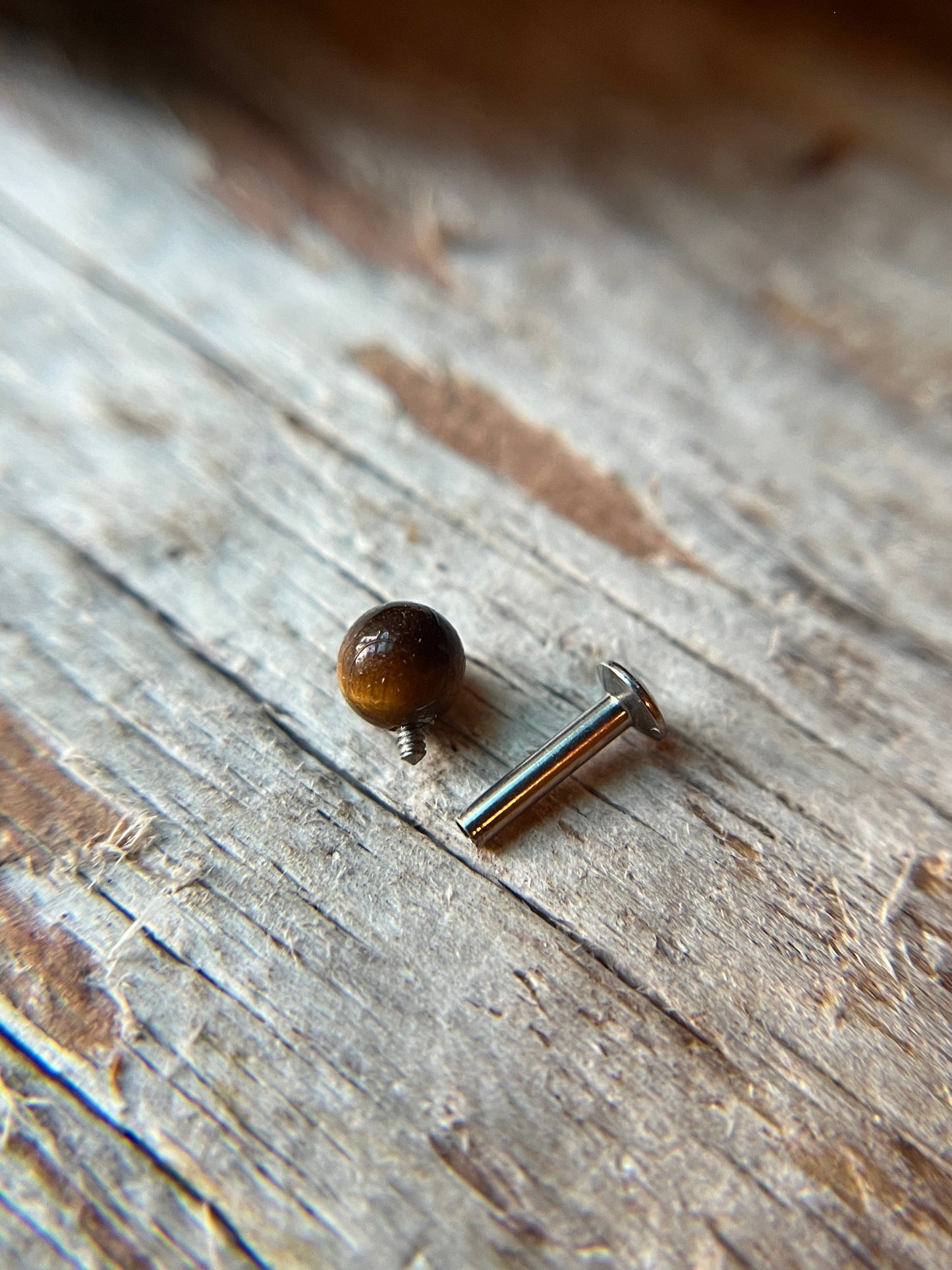 Pick Your Natural Stone 16G Surgical Steel Flat Back Labret Piercing