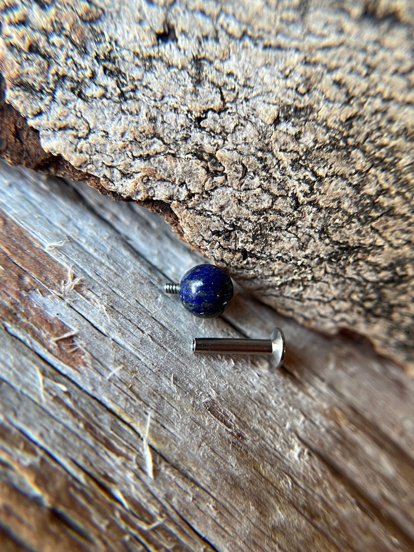 Pick Your Natural Stone 16G Surgical Steel Flat Back Labret Piercing