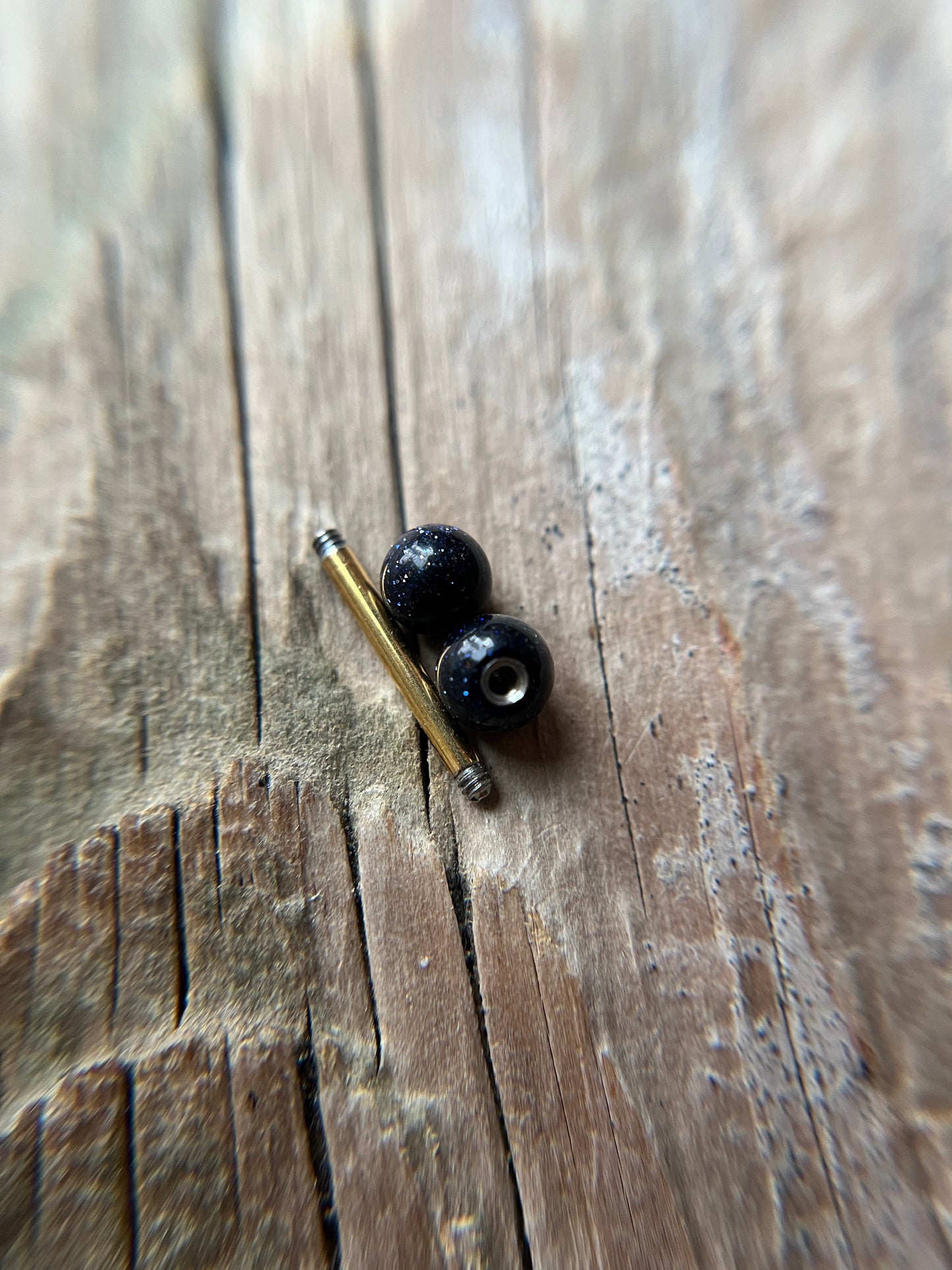 Galaxy Blue Goldstone Gold Titanium Ion Plated Tongue Nipple Barbell