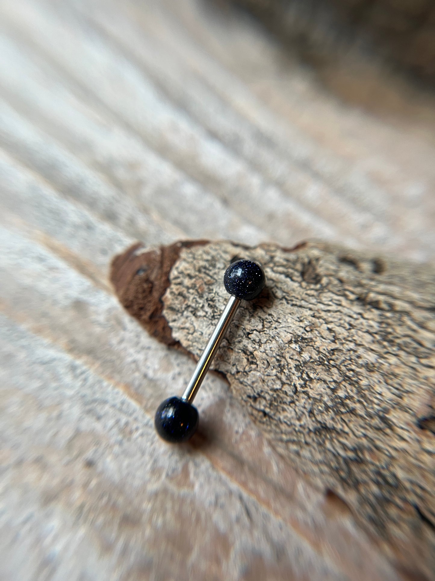 Galaxy Blue Goldstone Implant-Grade Titanium Tongue Nipple Barbell