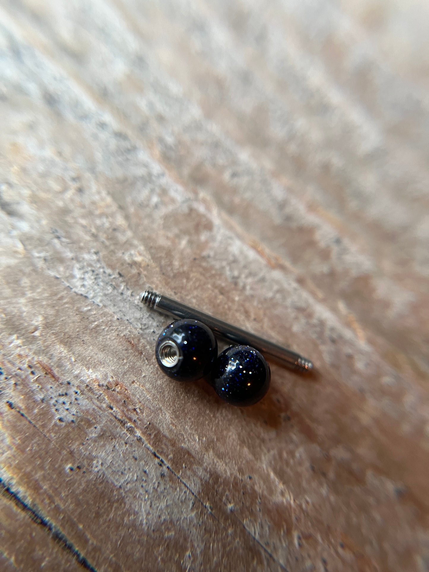 Galaxy Blue Goldstone Implant-Grade Titanium Tongue Nipple Barbell