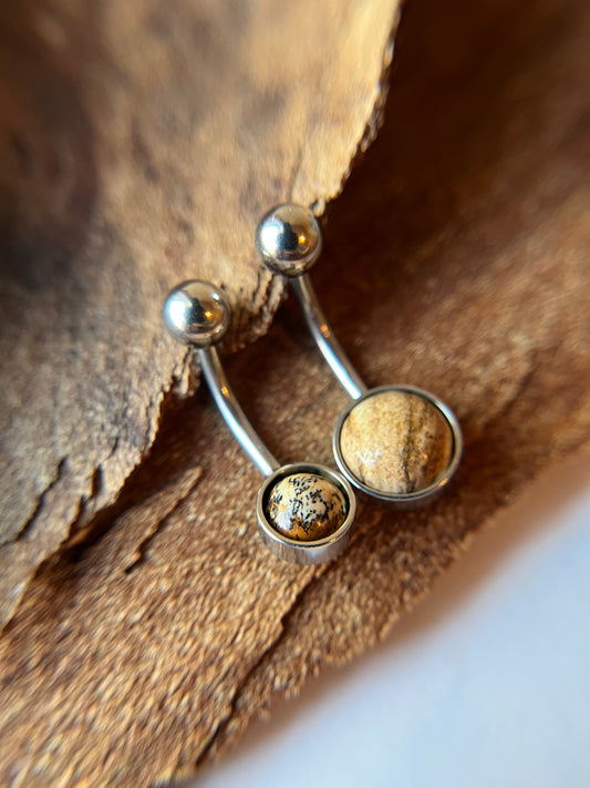 Picture Jasper Natural Stone Belly Ring