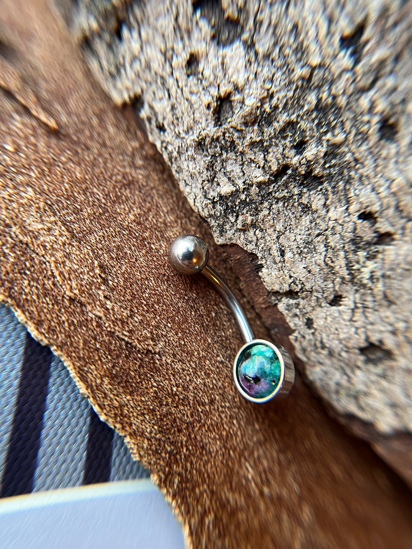Ruby in Zoisite Natural Stone Belly Ring