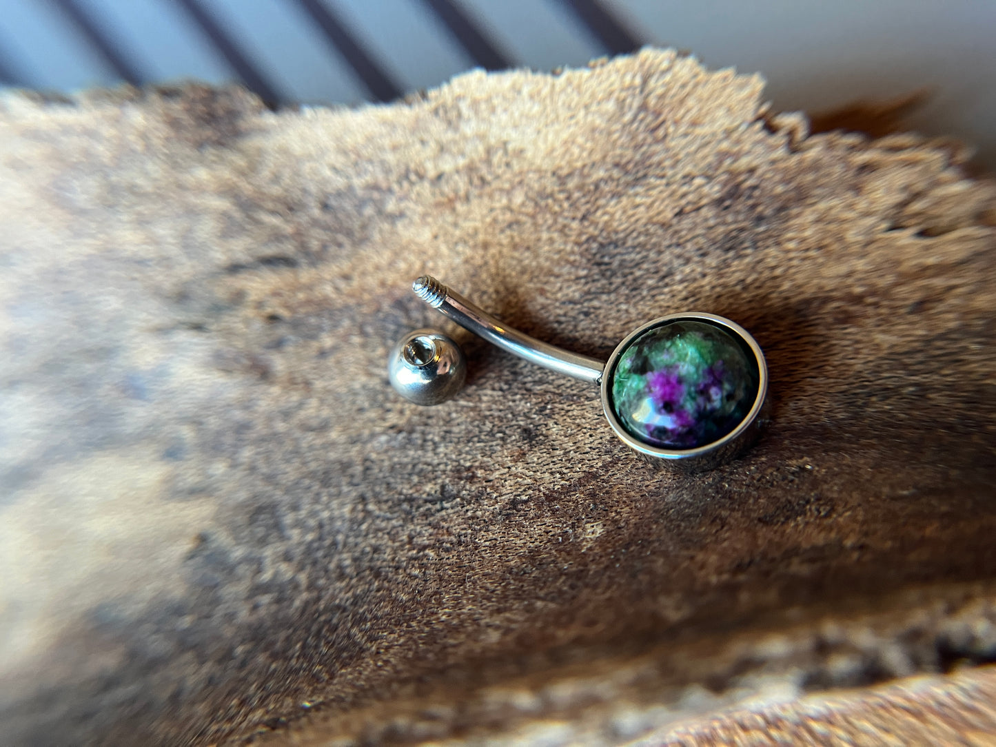 Ruby in Zoisite Natural Stone Belly Ring