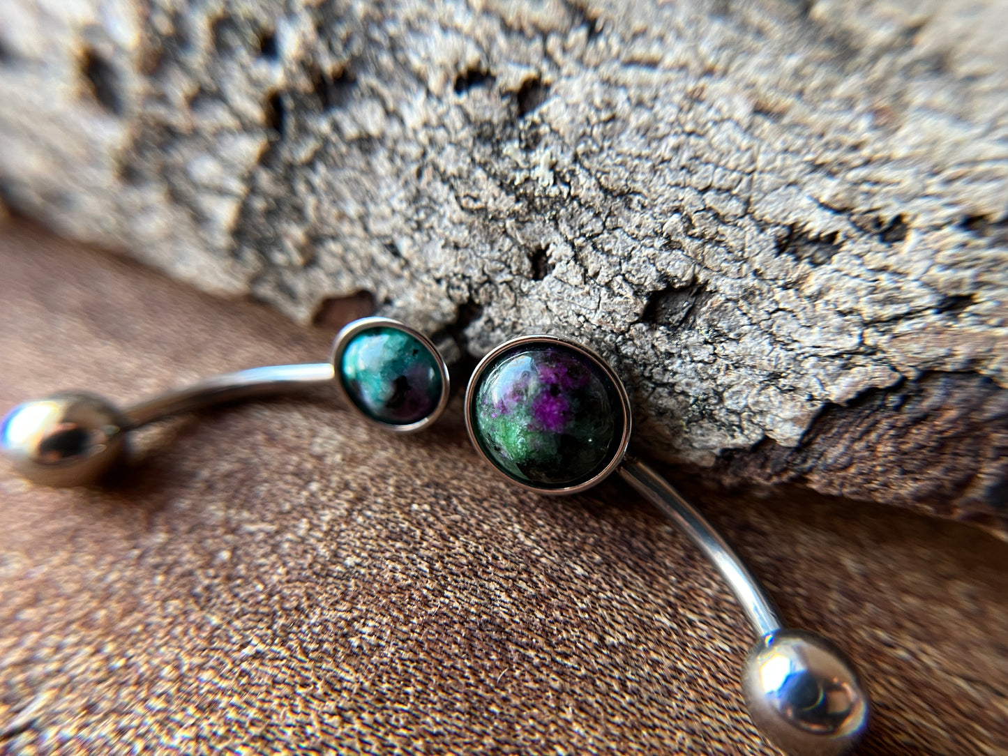 Ruby in Zoisite Natural Stone Belly Ring