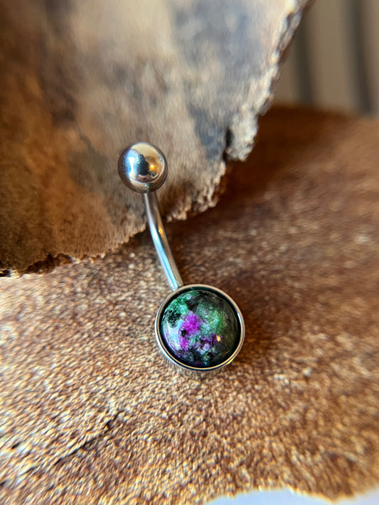 Ruby in Zoisite Natural Stone Belly Ring