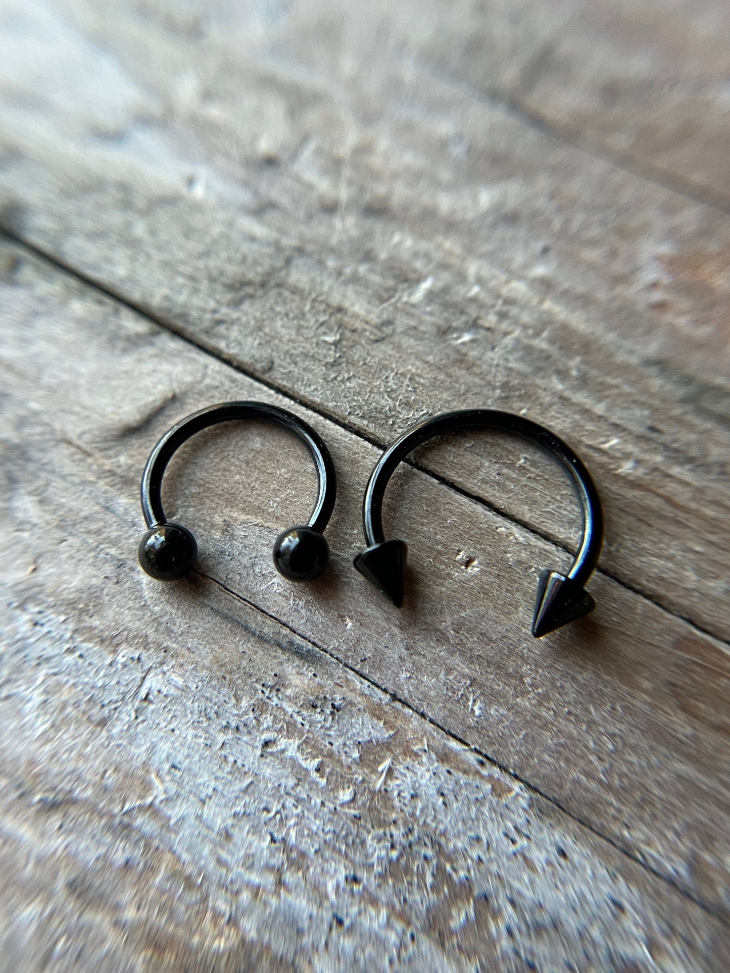 Tiny Balls or Spikes Black Titanium Ion Plated 18G Horseshoe Ring