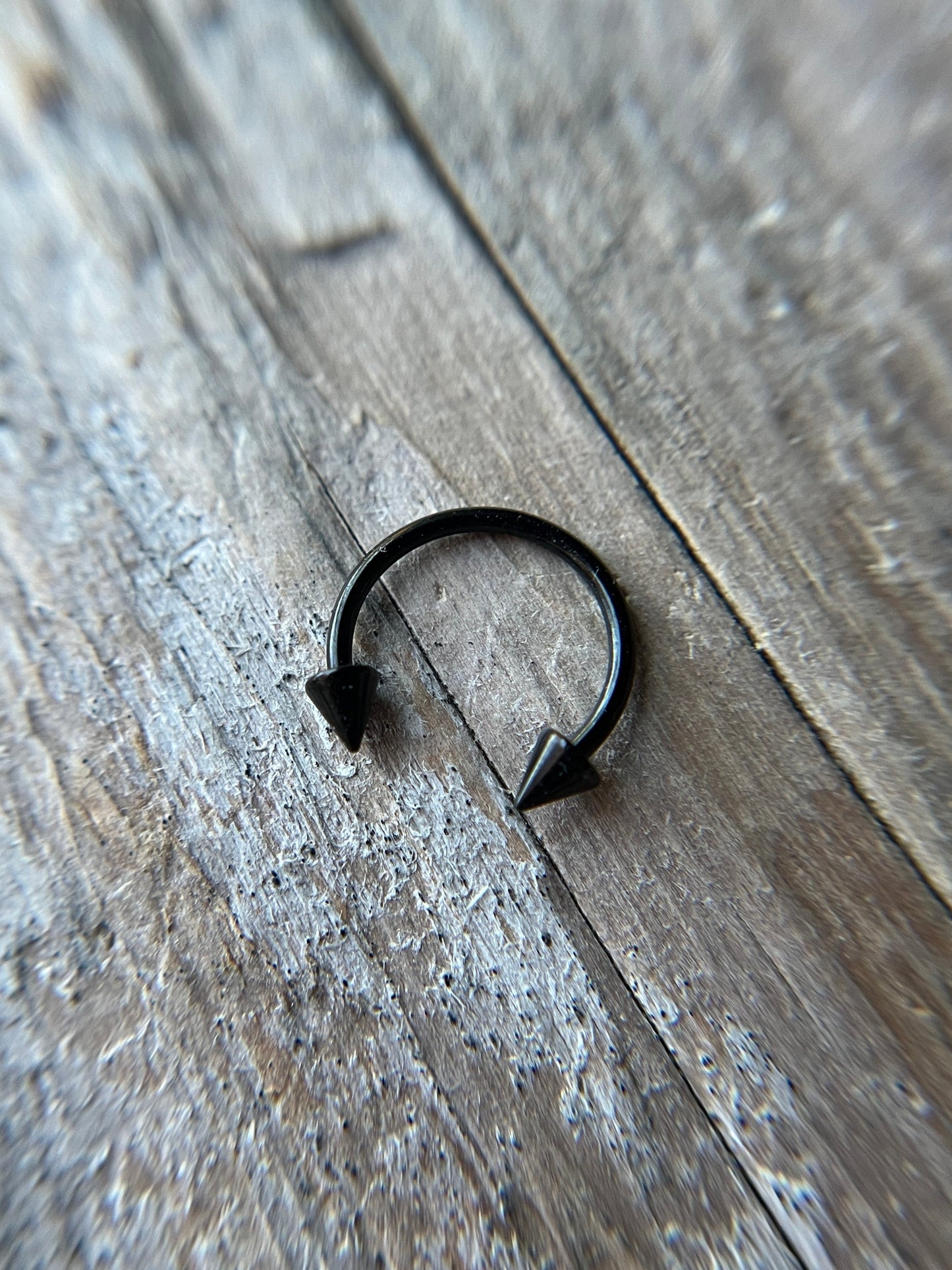 Tiny Balls or Spikes Black Titanium Ion Plated 18G Horseshoe Ring
