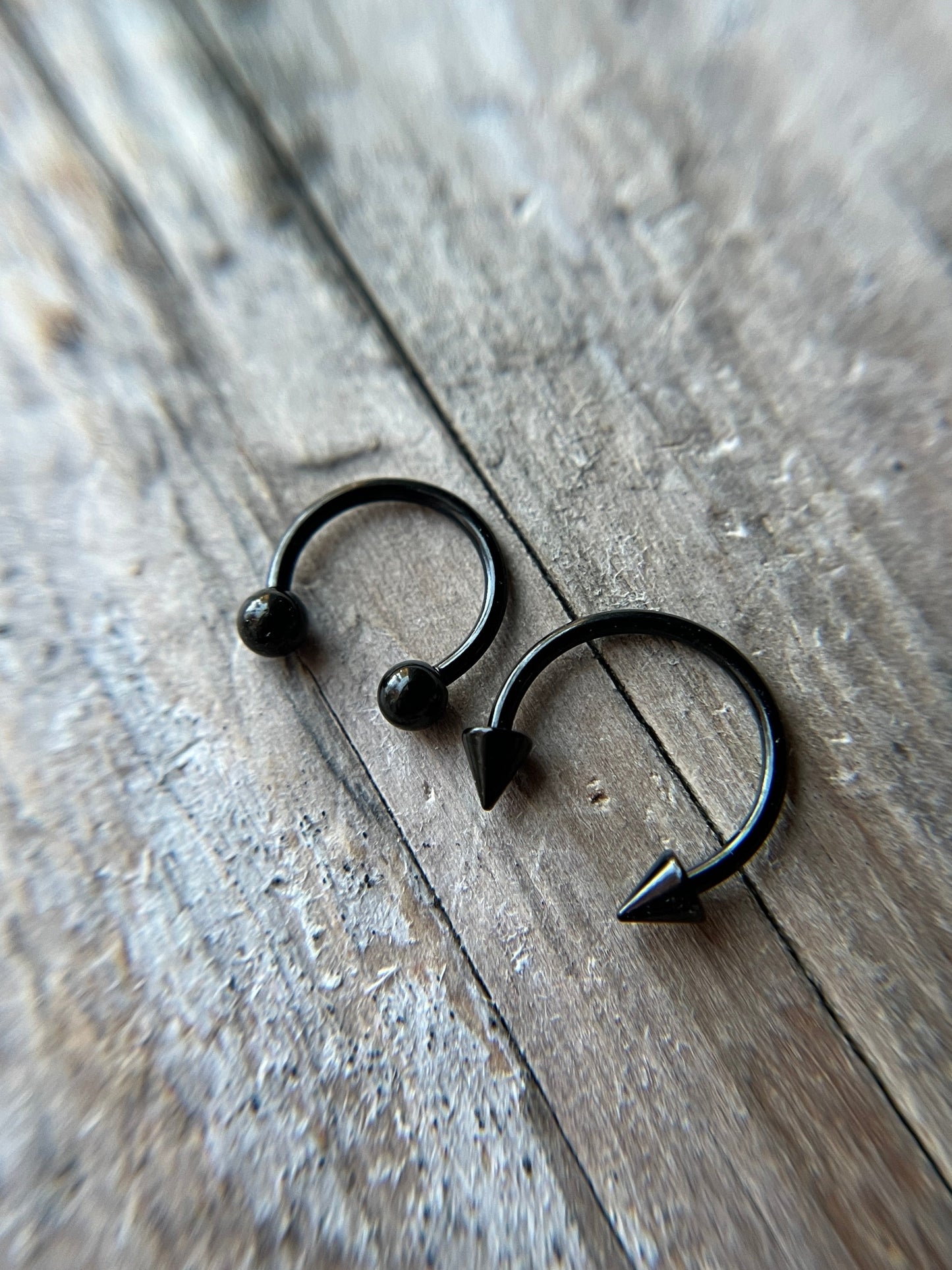 Tiny Balls or Spikes Black Titanium Ion Plated 18G Horseshoe Ring