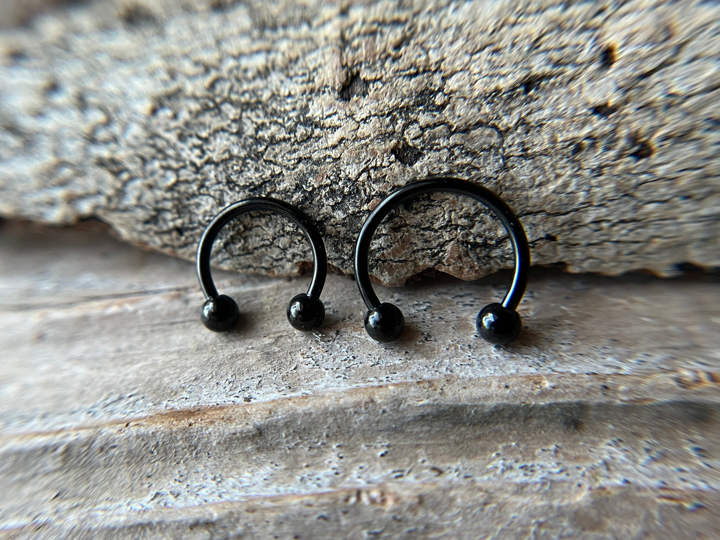 Tiny Balls or Spikes Black Titanium Ion Plated 18G Horseshoe Ring