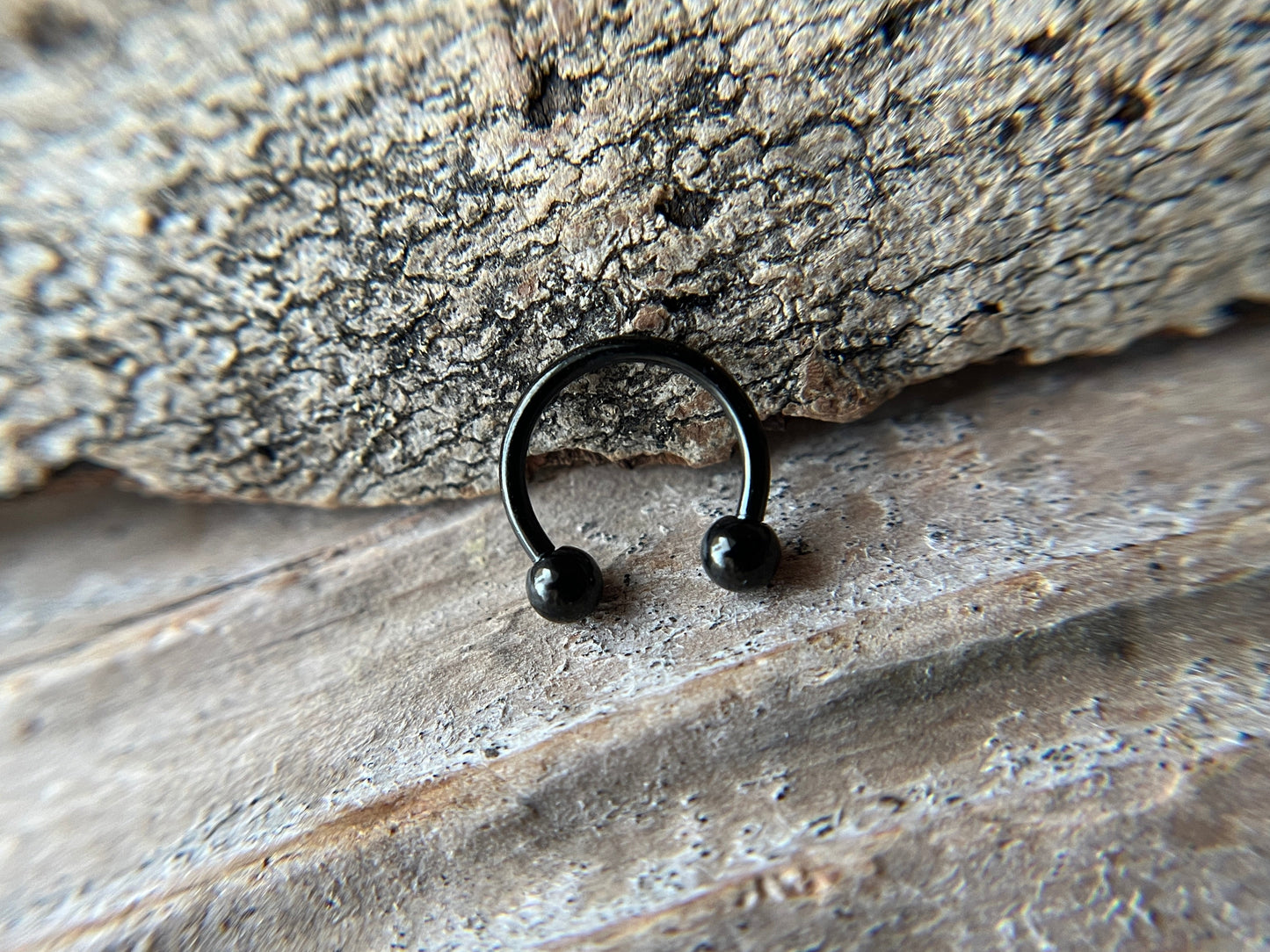 Tiny Balls or Spikes Black Titanium Ion Plated 18G Horseshoe Ring