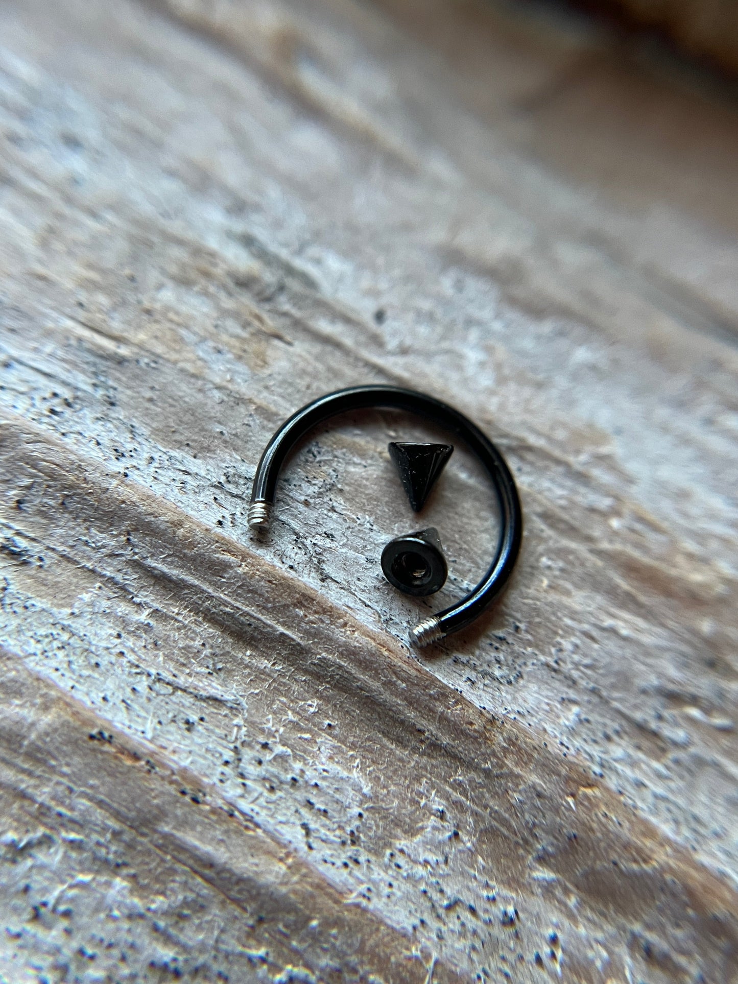Tiny Balls or Spikes Black Titanium Ion Plated 18G Horseshoe Ring