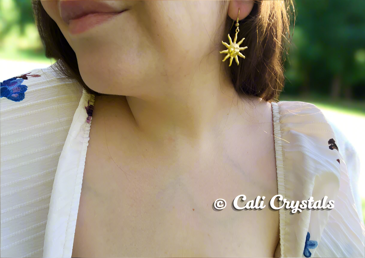 Boho Sun Gold Tone Earrings