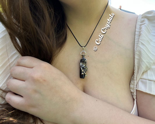 Lotus Flower & Lily Pad Faceted Natural Stone Pendant Necklace