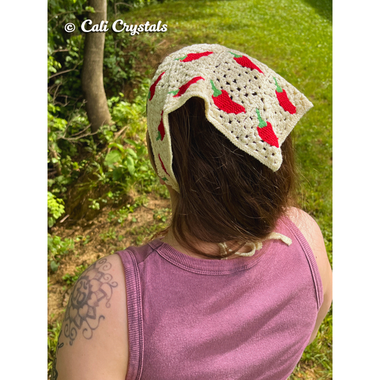 Red Chili Pepper Crochet Hair Bandana