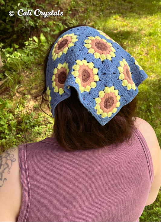 Retro Sunflower Design Crochet Hair Bandana