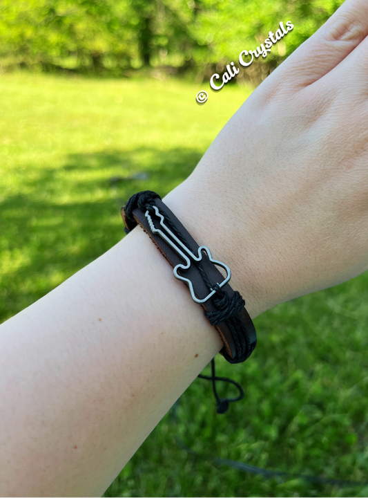 Guitar Adjustable Leather Bracelet