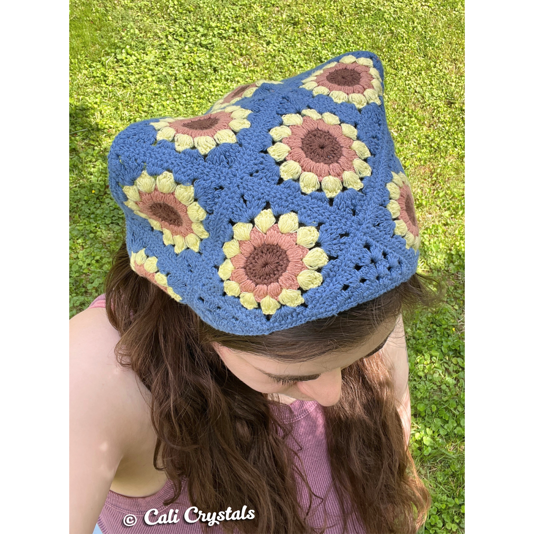 Retro Sunflower Design Crochet Hair Bandana