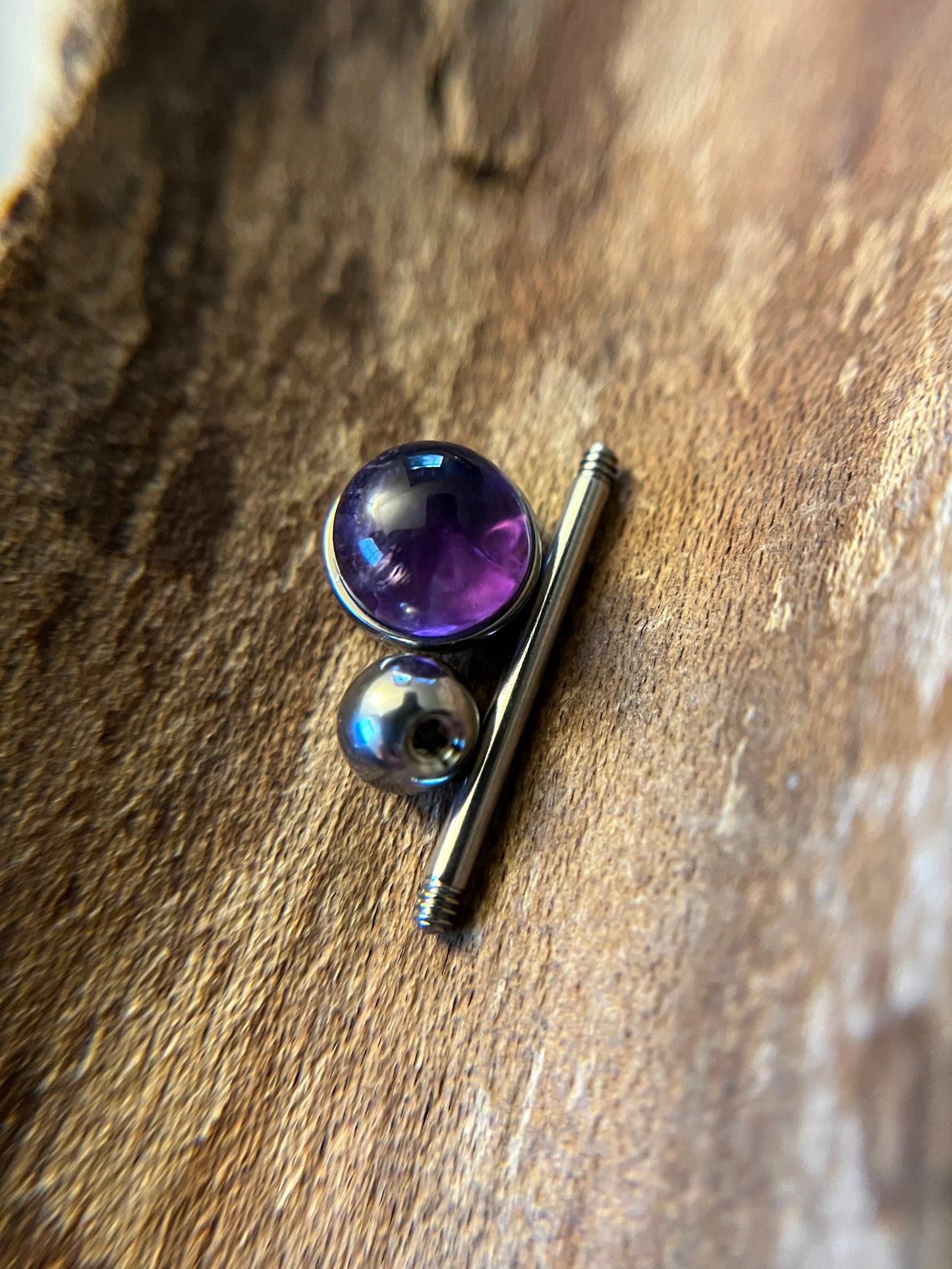 Amethyst Natural Stone Tongue Piercing Barbell