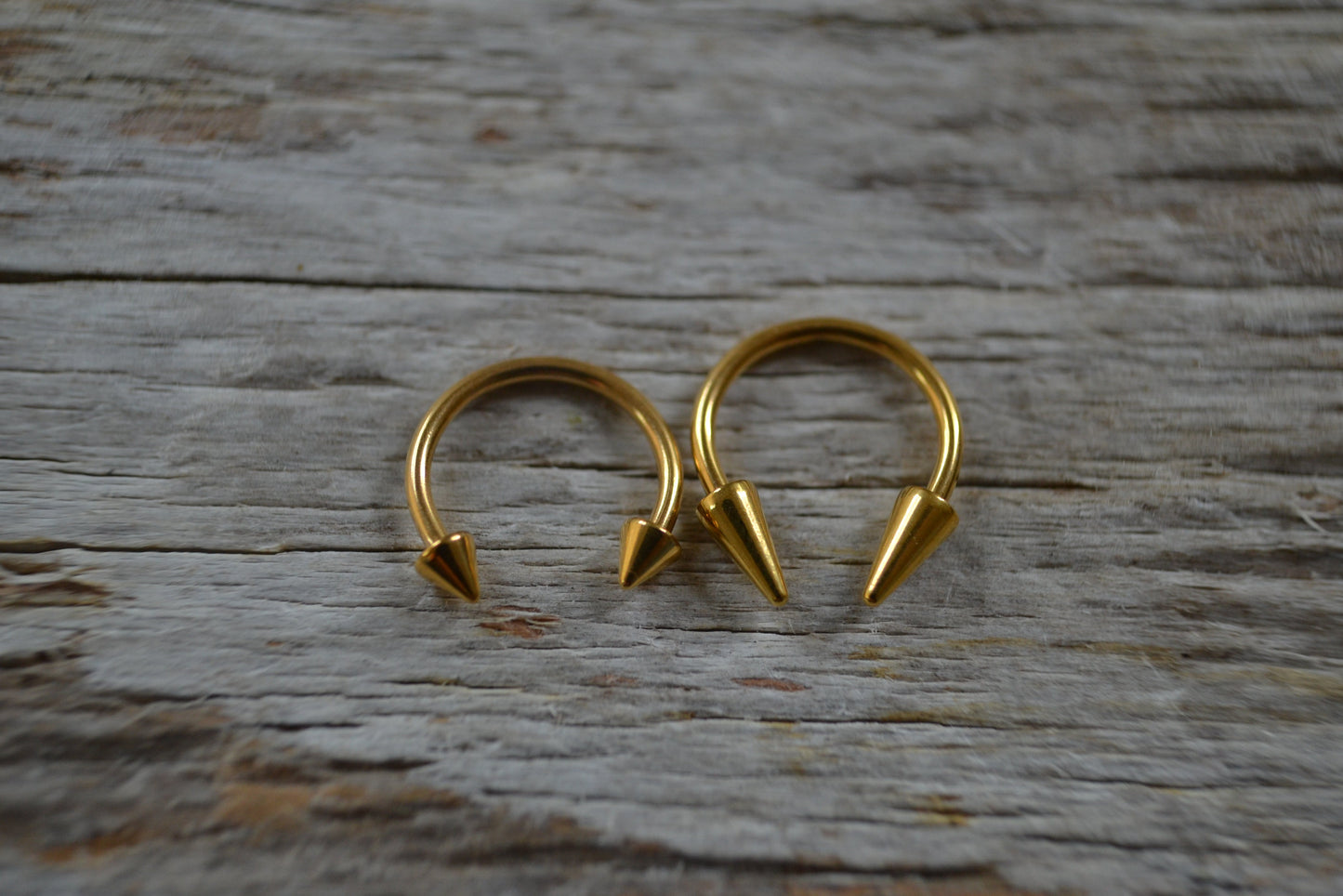 Gold Titanium Plated Pick Your Spike Length 16G Horseshoe Ring